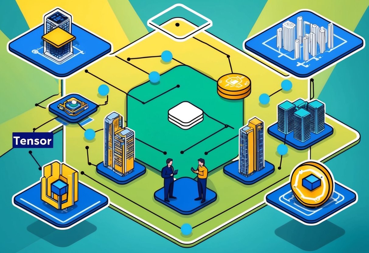 A vibrant ecosystem with interconnected nodes and partners, centered around the claim of Tensor Season 4