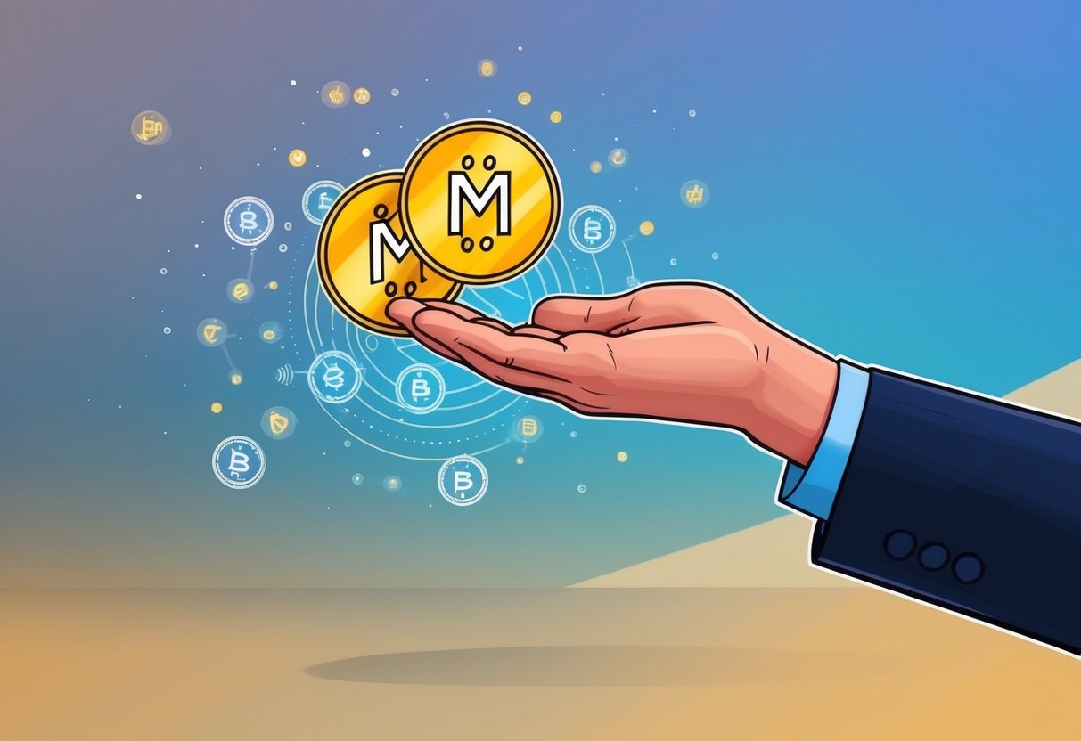 A hand reaching out to claim an airdrop from the Monad ecosystem