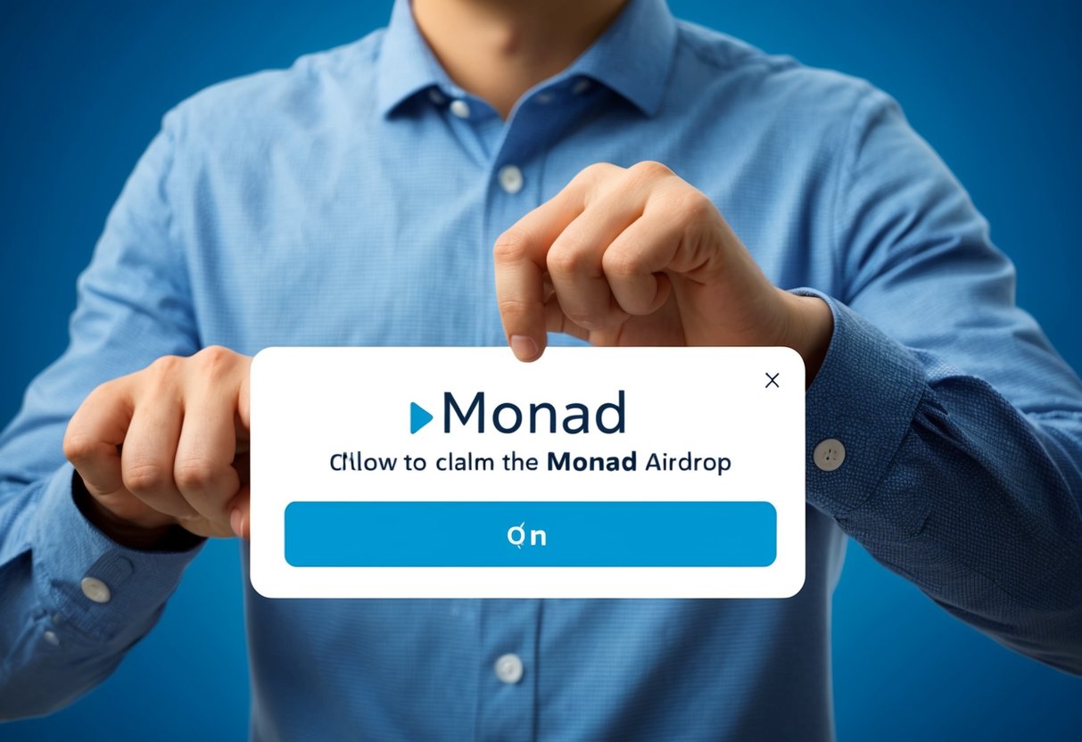 A person clicking on a button to claim the Monad Airdrop