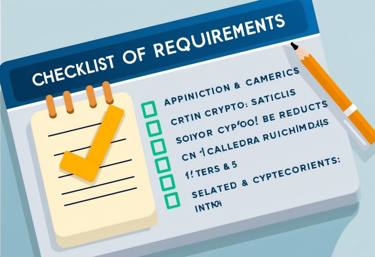 A calendar with a highlighted date and a checklist of requirements