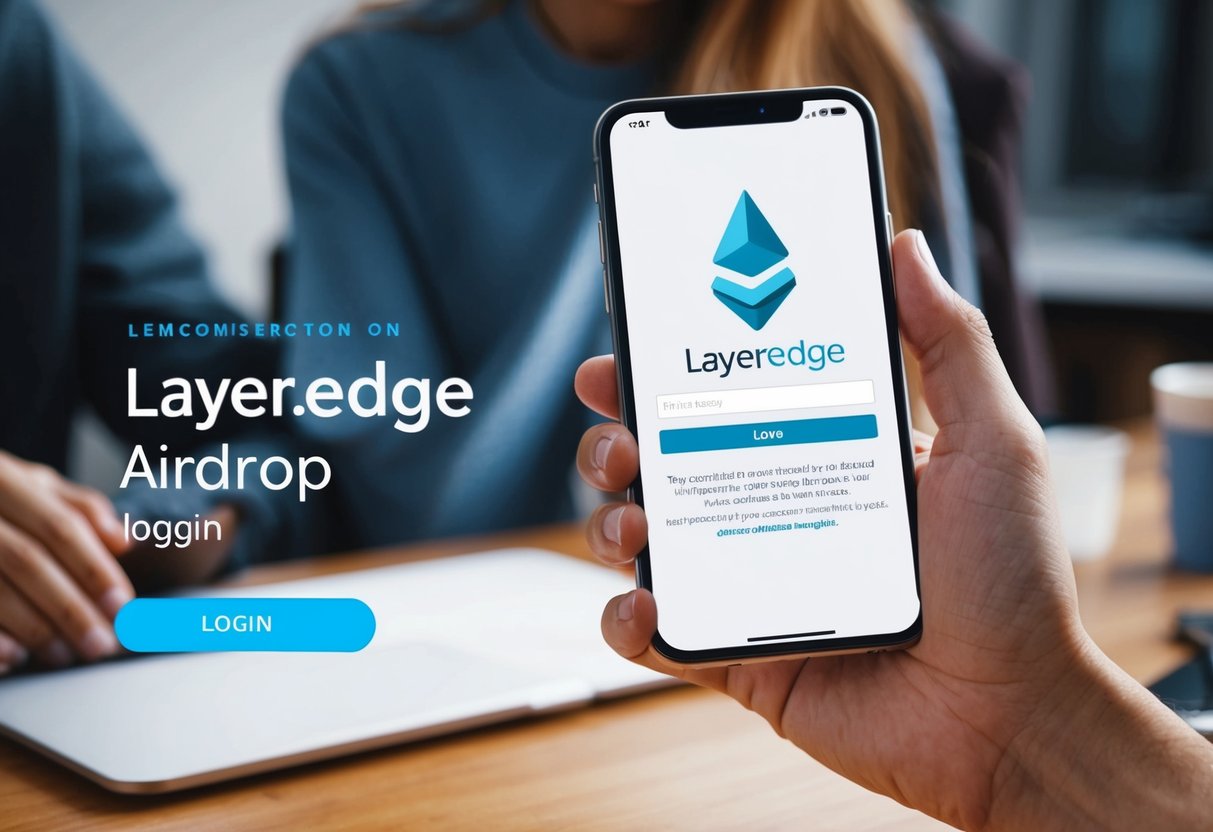 A person unlocking their phone to access the Layeredge Airdrop login page