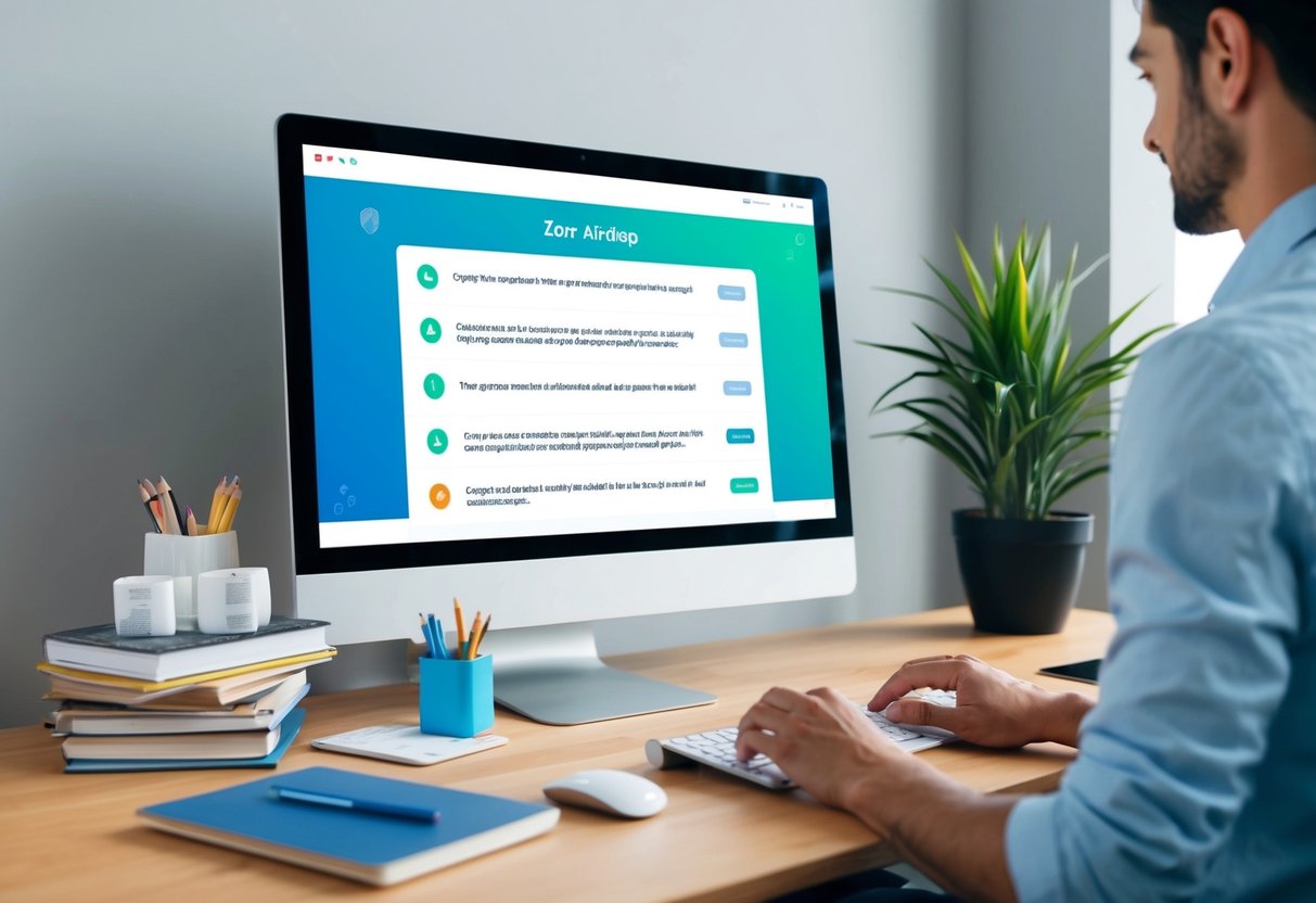 A person completing a series of tasks on a computer to qualify for the Zora airdrop