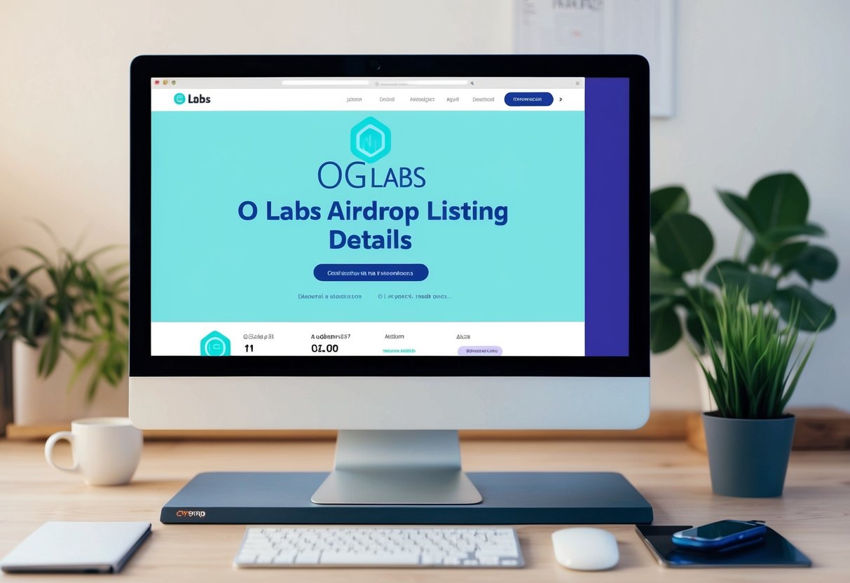 A computer screen displaying the OG Labs Airdrop listing date and details
