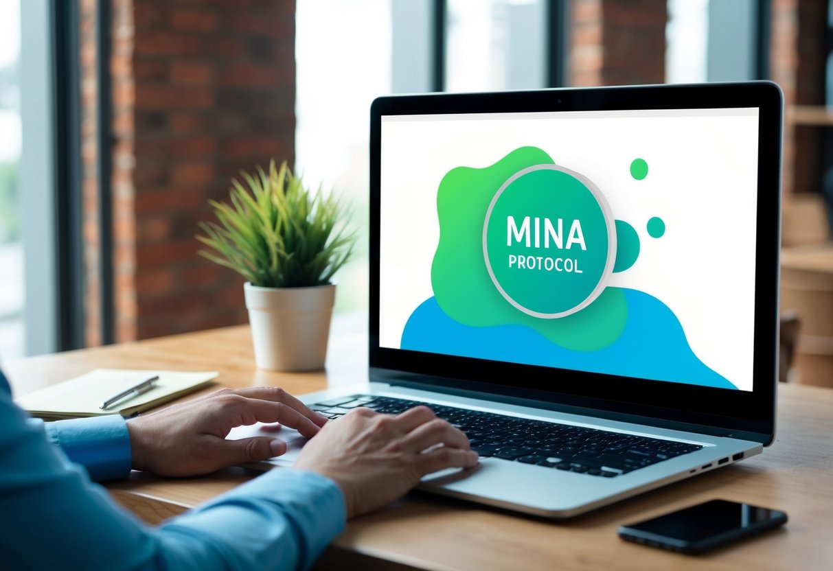 A person clicking on a computer screen to participate in the Mina Protocol Airdrop