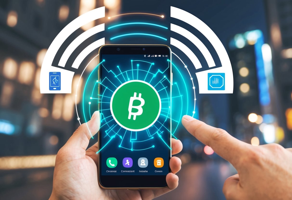 A smartphone emitting signals to connect with various platforms and devices for seamless integration
