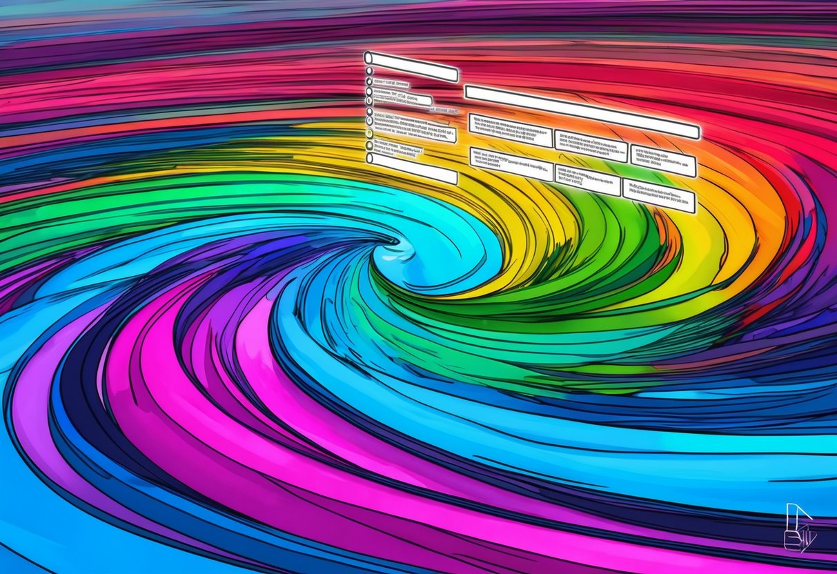 A vibrant pool of colors swirling together, with a clear set of criteria floating above