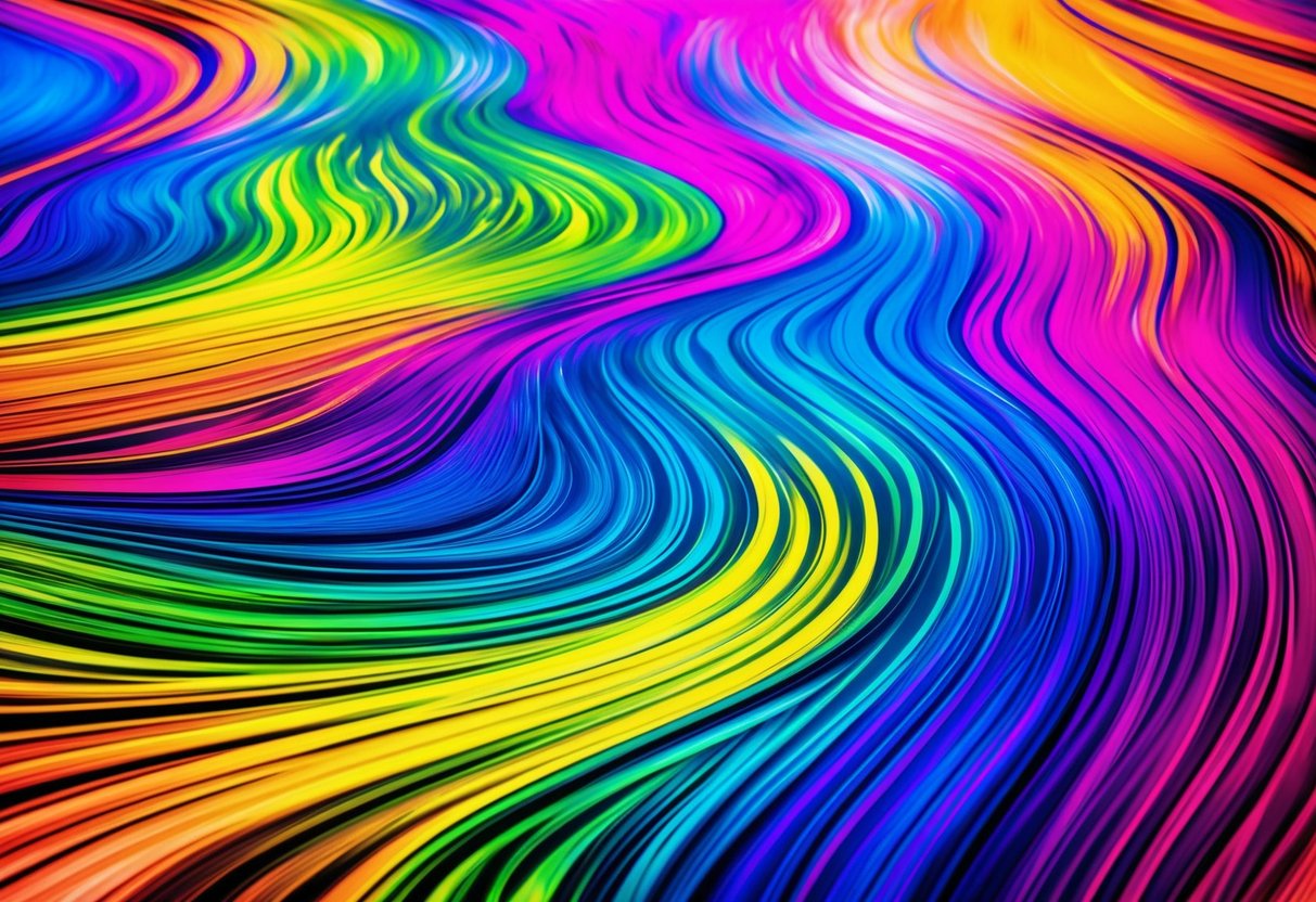 A pool of vibrant colors swirling and mixing together, creating a mesmerizing and dynamic pattern