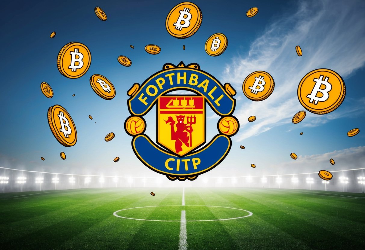 A football club logo dropping freebies from the sky