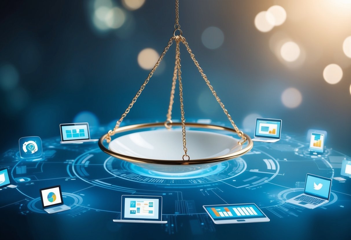 A magical Newton's cradle floats above a variety of technology platforms, symbolizing seamless integrations and compatibility