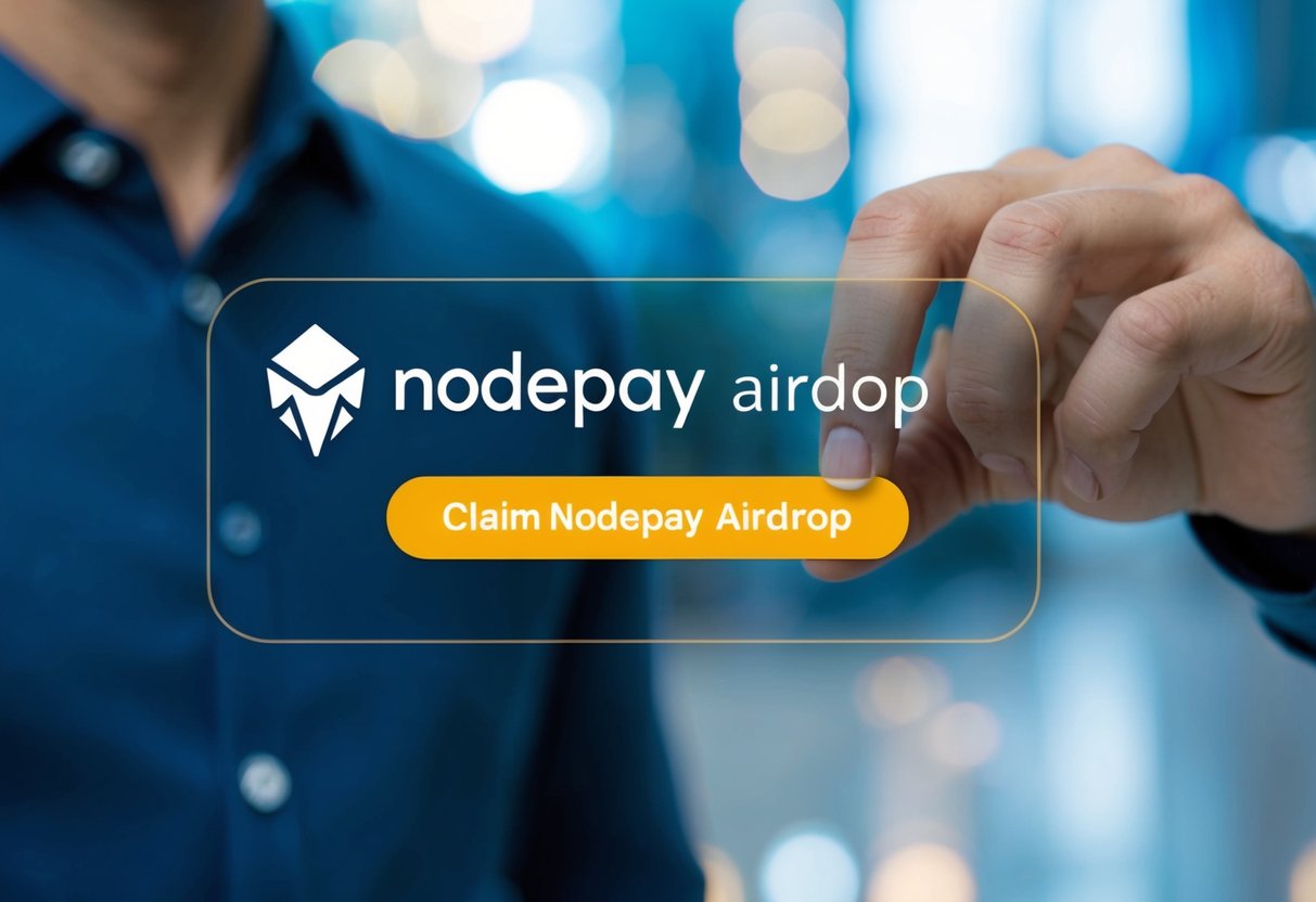 A person clicking on the "Claim Nodepay Airdrop" button on the Nodepay website