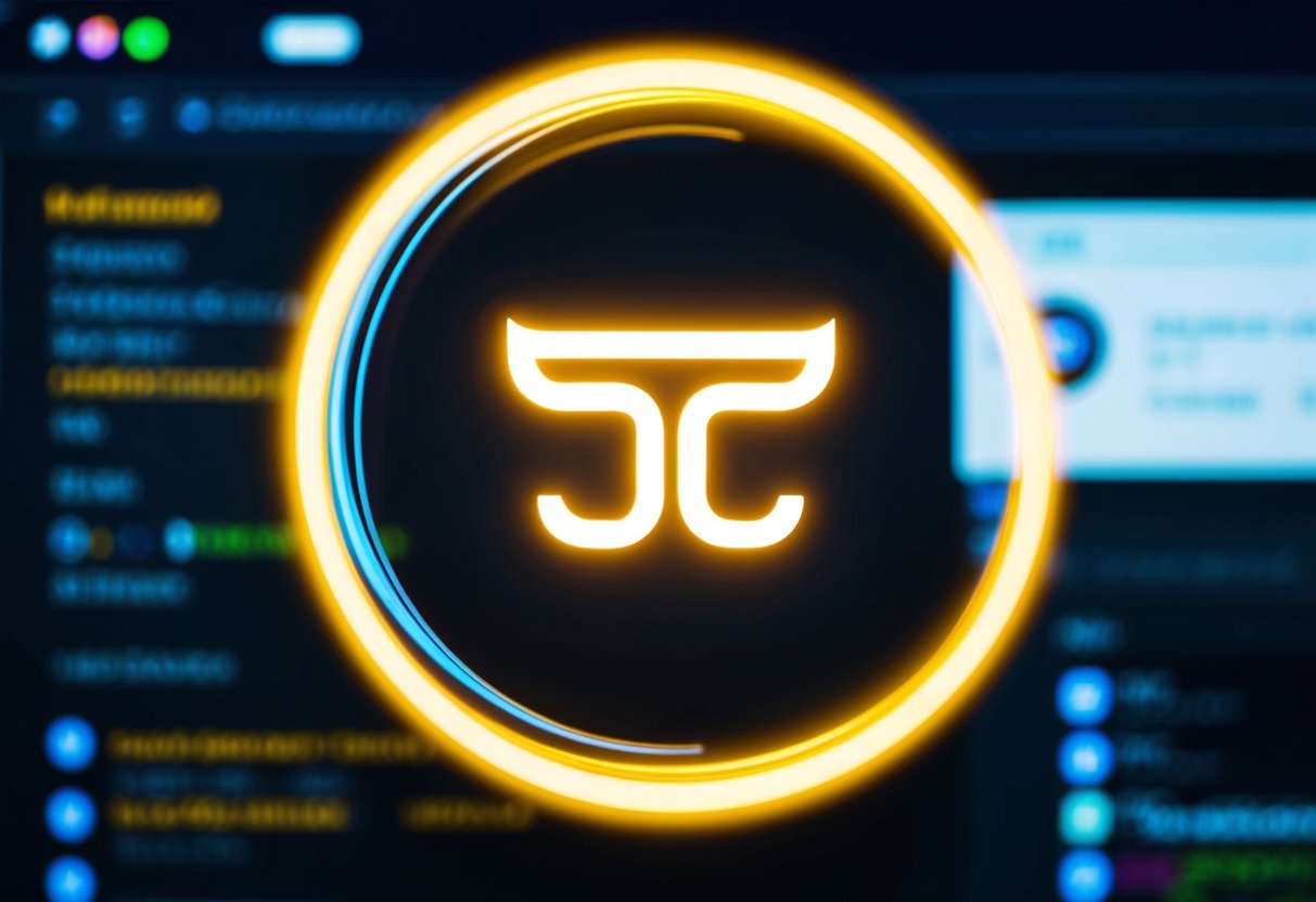A glowing Metamask logo hovering above a Chrome browser window, with digital loading bars swirling around it