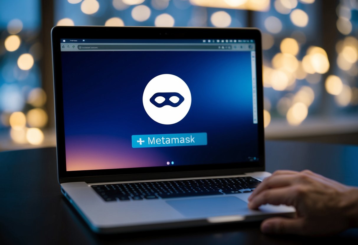 A computer screen showing the Metamask extension icon in the Chrome browser with a loading animation