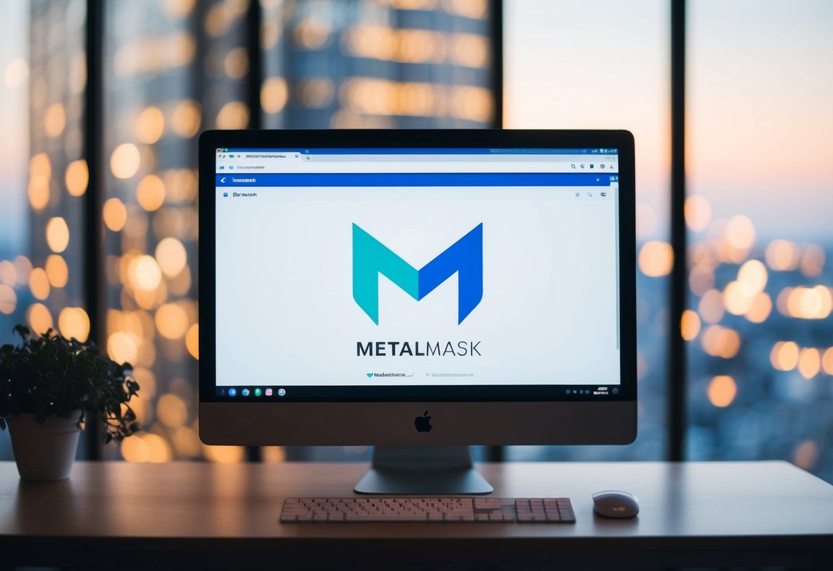A computer screen showing the Metamask logo and Chrome browser with the Metaloader extension installed