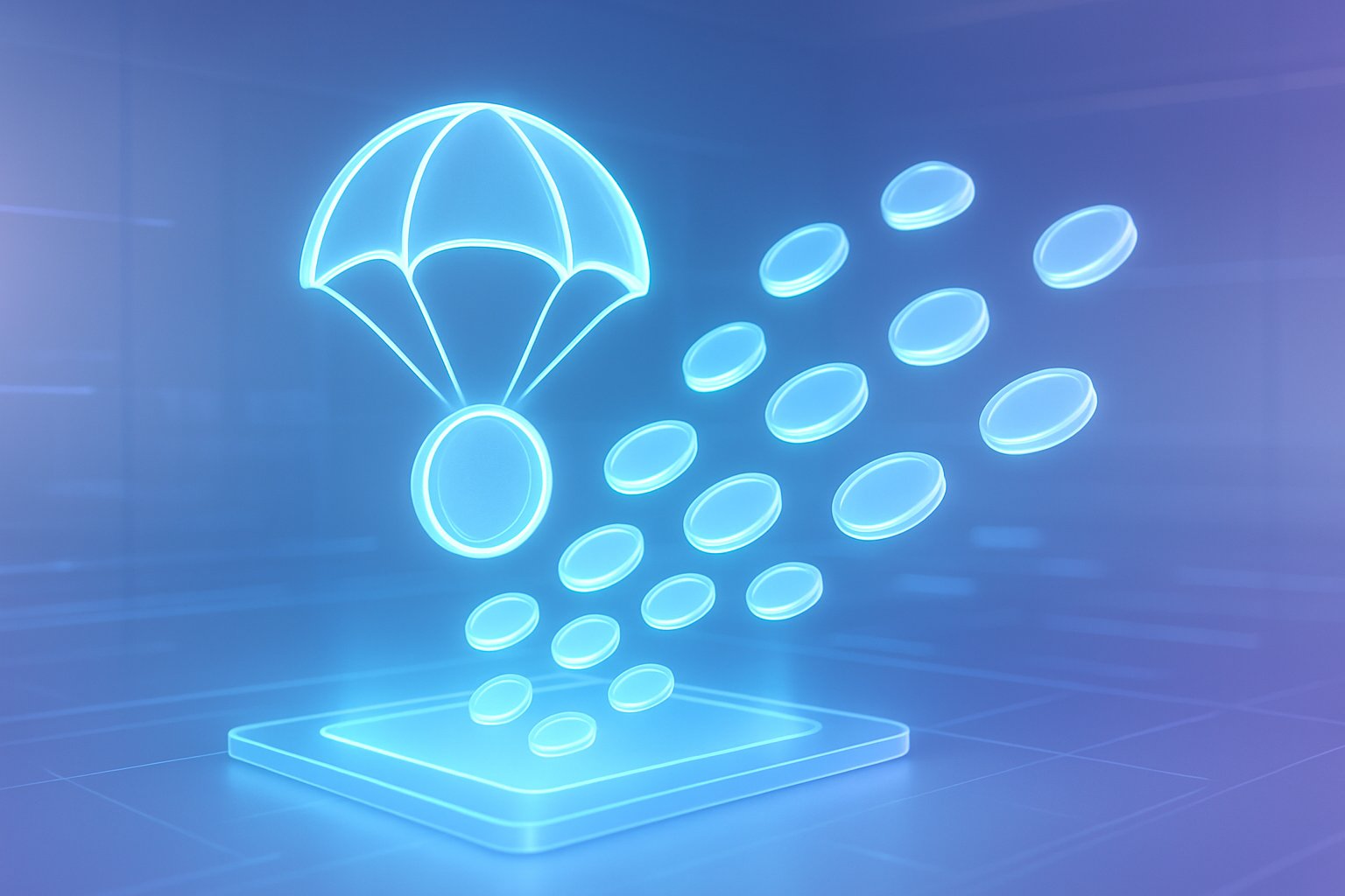A futuristic digital interface showing glowing holographic data packets floating and dispersing in a clean tech environment.